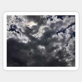 Light of hope. Dramatic grey cloudscape landscape with bright sun and bright angelic light Sticker